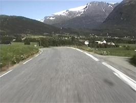 Byrkjelo comes into view as we descend the long hill from the top of the mountain climb